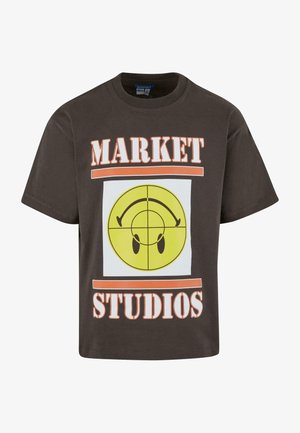 Market MARKET SMILEY FOCUS - Tričko s potlačou - washed black