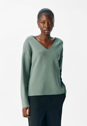 OBJREYNARD V-NECK - Strickpullover - laurel wreath