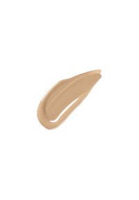 Beige flytende foundation-svamp med en glatt, kremet tekstur, svakt reflekterende finish og subtile variasjoner i fargeintensitet.