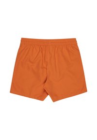 Pantaloni da bagno arancioni realizzati in tessuto leggero, con cintura elastica e un design semplice con minimi dettagli di cucitura.