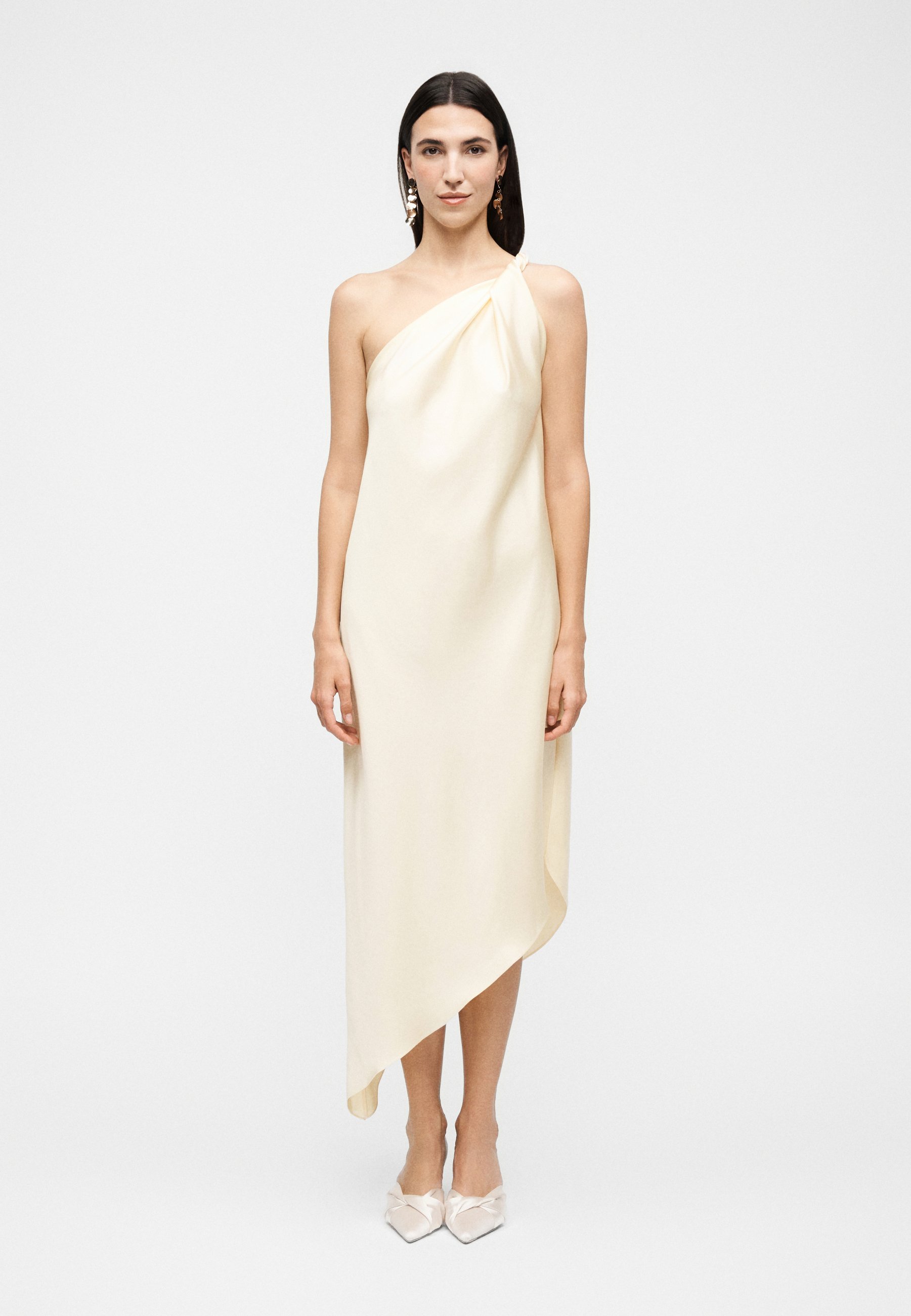 anna october asymmetric cotton blend maxi dress Floral Button-Down with Detachable Liner in Ivory/Blue 12) / XL (14 Tulip dress  Anna October