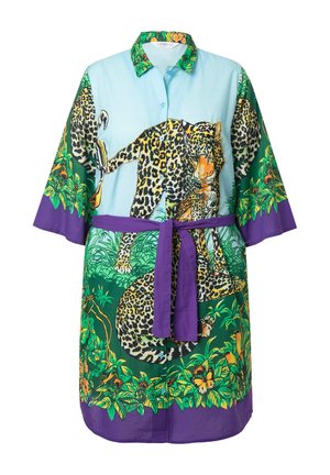 Angel of Style A-LINE LEO PATTERN BEADED EMBROIDERY - Shirt dress - sky blue