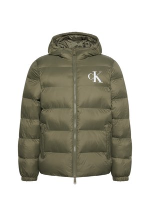 Calvin Klein Jeans, LS LTWT NYLON PADDED HOODED PUFF - Talvejope - dusty olive