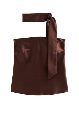 New Look, DARK  SATIN BANDEAU TOP WITH SCARF - Top - dark brown