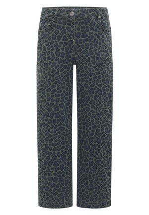 Cecil, HIGH WAIST WIDE LEG JEANS MIT LEO-MUSTER - Wide Leg - dried olive green