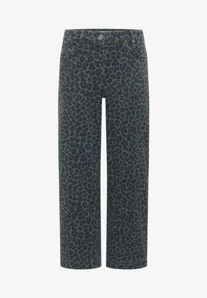 Cecil, HIGH WAIST WIDE LEG JEANS MIT LEO-MUSTER - Wide Leg - dried olive green