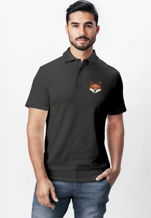 MIT FUCHS MOTIV– KURZARM - Poloshirt - dunkelgrau melange