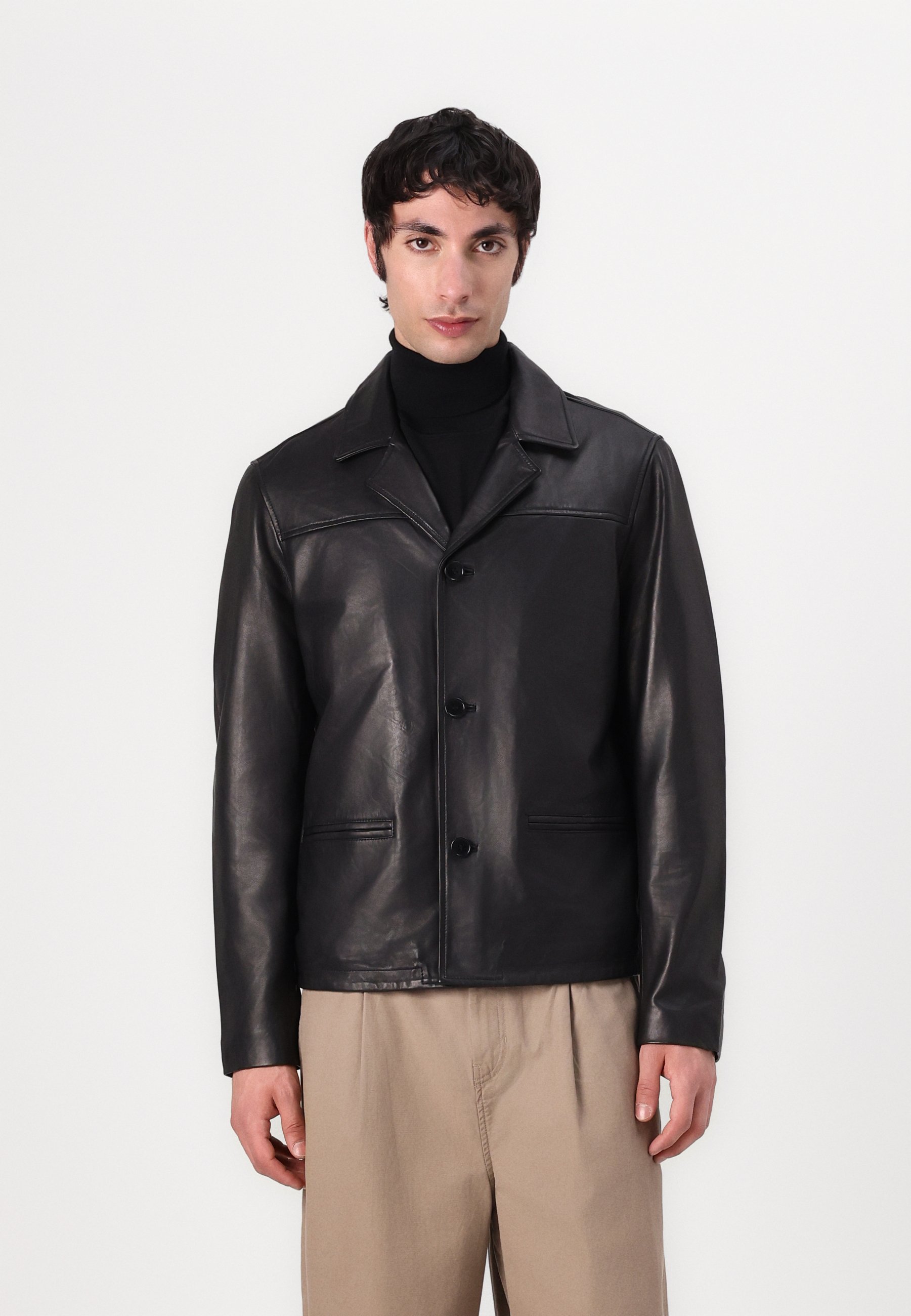 AllSaints ALKAN - Leather jacket - black - Zalando.co.uk
