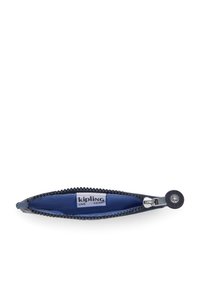 Kipling-Tasche aus dunkelblauem Stoff mit einem Reißverschluss, strukturiertem Besatz und einem weichen Innenfutter; mit Markenlabel innen.