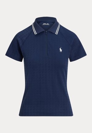 Polo Ralph Lauren CABLE JACQUARD QUARTER-ZIP POLO SHIRT - Polo - refined navy/ceramic white