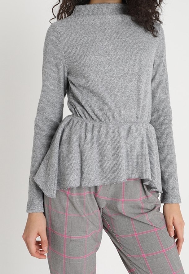 YAS Stickad tröja - mottled light grey