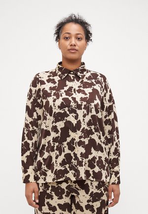 COLACOW  - Button-down blouse - white pepper/chocolate martini