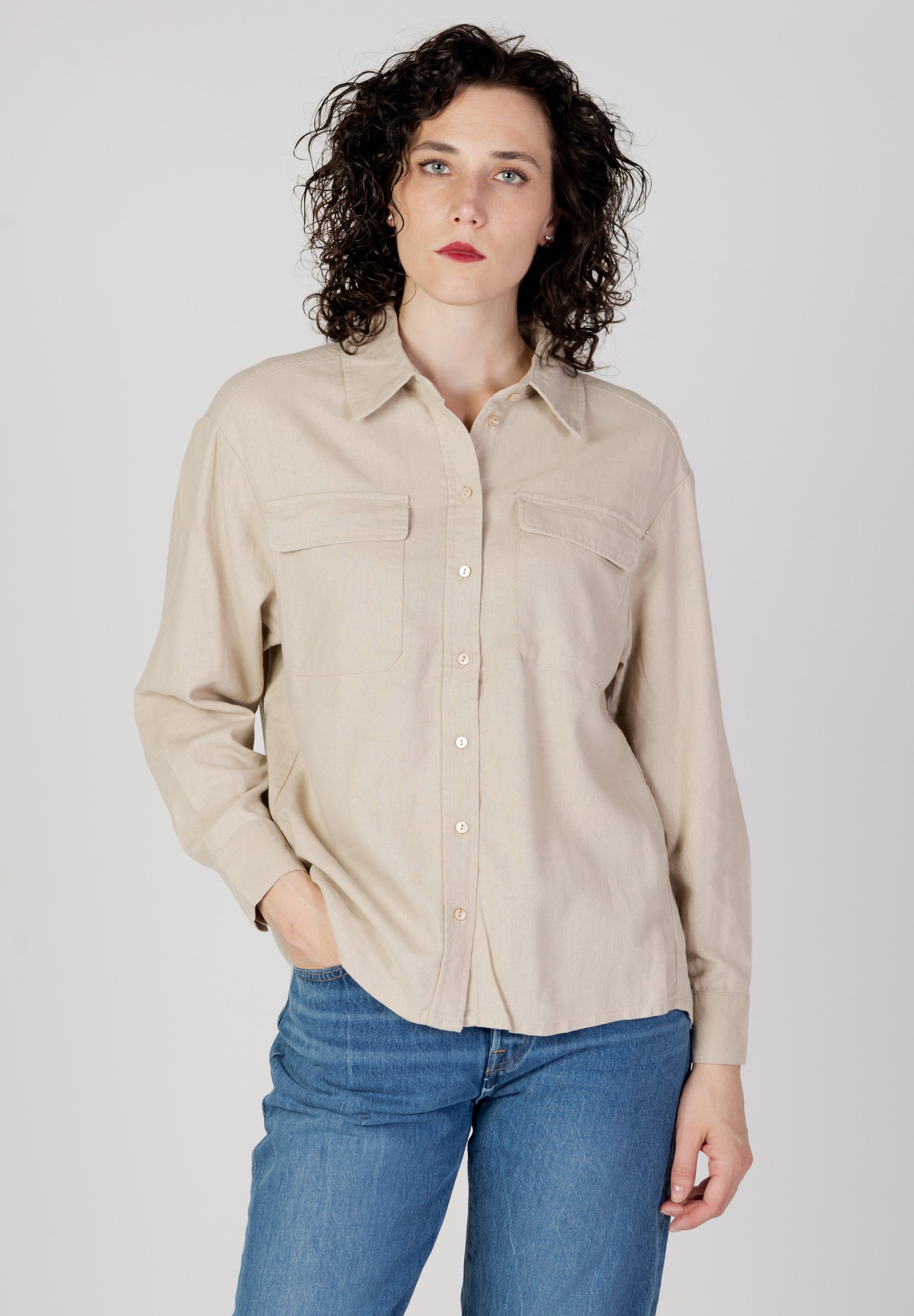 ONLY ONLCARO LS OVS BL CC PNT 15278795 - Hemdbluse - beige 