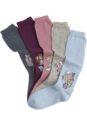 5 PACK - Kniestrümpfe - grau melange hellblau  jeans melange  pflaume alt rosa