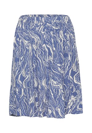 Gonna blu con motivo marmorizzato bianco, vita elastica, design a strati all'orlo e texture del tessuto liscia. Adatta per un look casual.