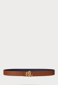 LOGO REVERSIBLE PEBBLED LEATHER BELT - Vöö - navy/brown
