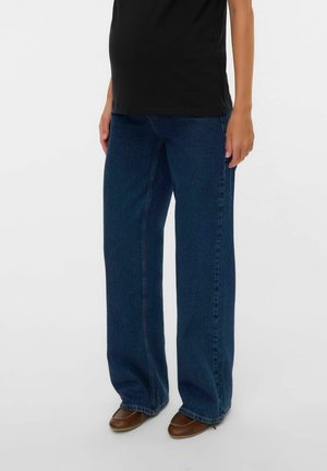UMSTANDS-BREIT - MITTLERE TAILLE - Wide leg - dark blue denim