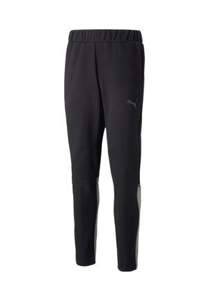 Schwarze Sporthose mit taillierter Passform, elastischem Bund und kontrastierenden, hellgrauen Seitenpaneelen. Verfügt über ein dezentes Logo-Detail.