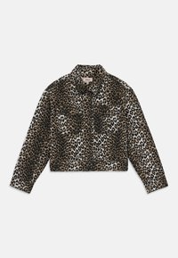 Skraćena jakna u leopard uzorku. Izrađena od mekog materijala s dugmetima, dvije prednje džepove na prsima i kragnom. Pretežno bež i crna.