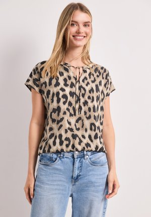 Street One, BLUSENSHIRT MIT SPLIT NECK UND SMOKDETAIL - Bluse - timeless beige