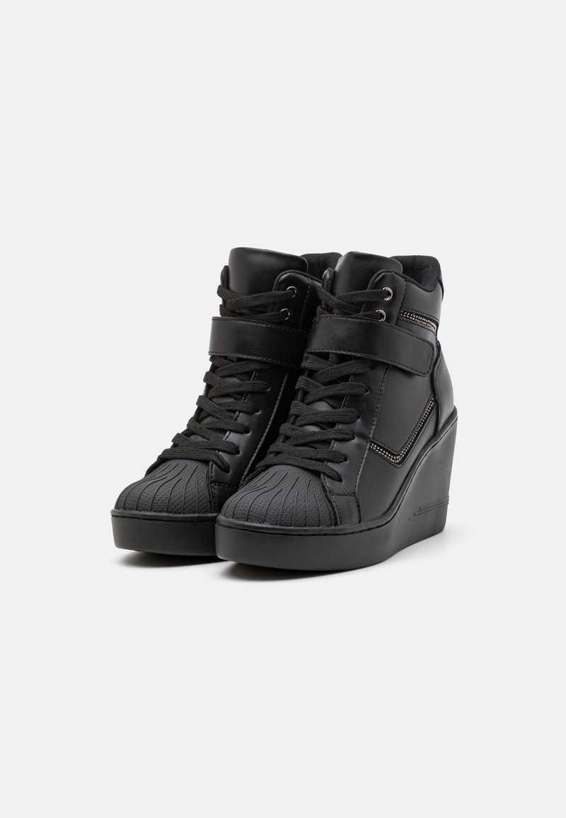 Zapatillas Altas De Ante Y Piel Sintética Con Tacón De Cuña: Elegantes, Con Cordones Y Cremallera. ¡Estilo Urbano Y Cómodo!
