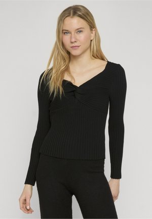 Urban Classics KNOT LONGSLEEVE - Strickpullover - black