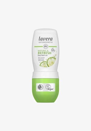 Lavera Natural & Refresh Deodorant Roll-On mit Limettenduft, 48 Stunden Schutz, biologische Inhaltsstoffe und vegane Zertifizierung.