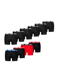 PUMA Boxershorts-Set mit schwarzen, roten und blauen Bundakzenten, weichem Stoff und klassischer Trunk-Form mit enger Passform.