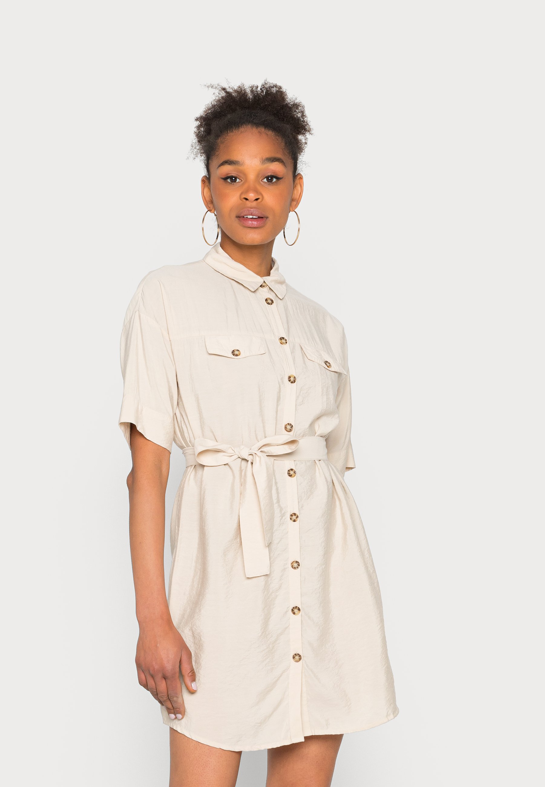 Vero Moda Vmlena Pocket Dress Shirt Dress Oyster Grey, Women's, Size: XL, Blue