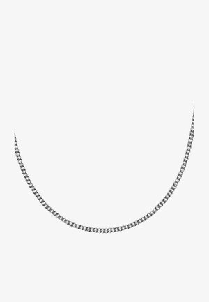 Silberne Kettenhalskette mit einem glatten, runden Glieddesign, leichtem Material und einer polierten Oberfläche für ein elegantes Aussehen.