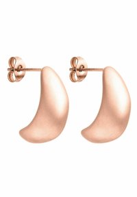 Ohrringe aus rosévergoldetem Metall mit geschwungenen, asymmetrischen Formen, die eine glatte Textur und ein poliertes Finish aufweisen.