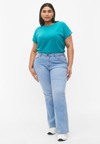 Zizzi SHORT SLEEVED BLEND - Jednoduché tričko - teal blue