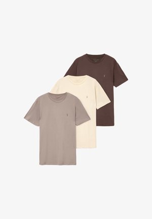 AllSaints, BRACE SHORT SLEEVE CREW 3 PACK - T-shirt basic - grey/ganache brown