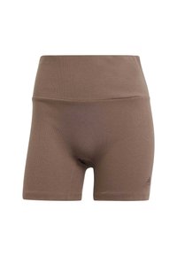 adidas Sportswear LOUNGE RIBBED HIGH-WAIST BIKE - Tights - earth strata