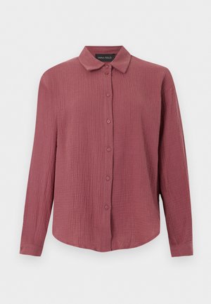 Koszula z długim rękawem zapinana na guziki, wykonana z teksturowanej tkaniny w kolorze przygaszonego różu, z klasycznym kołnierzem i dopasowanymi mankietami, marki Anna Field.