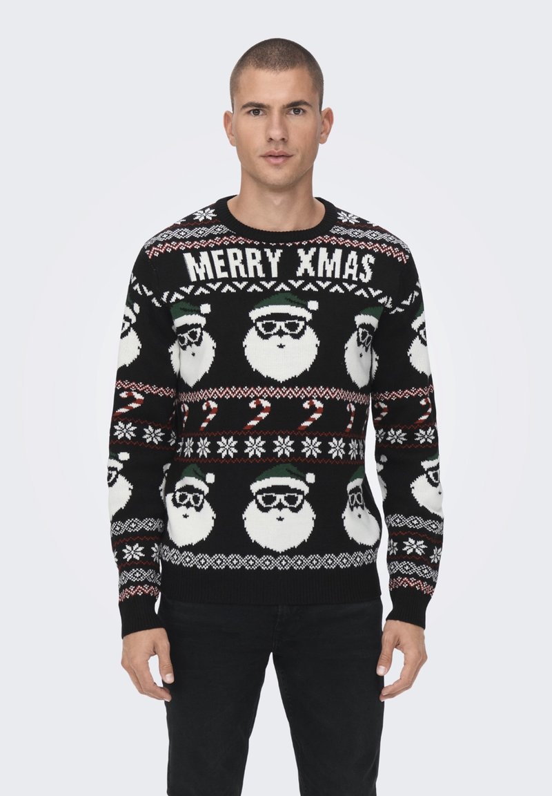 Only & Sons - ONSXMAS SANTA UNISEX - Stickad tröja - black, Förstora