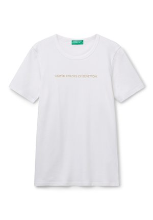United Colors of Benetton WITH GLITTER PRINT LOGO - T-shirt print - white