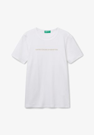 United Colors of Benetton WITH GLITTER PRINT LOGO - T-shirt print - white