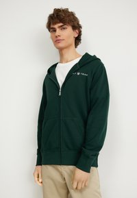 GANT Cipzáras pulóver - tartan green