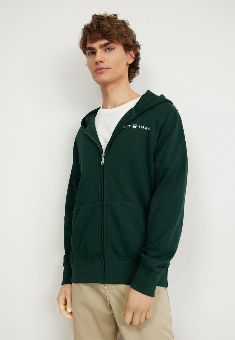 GANT Cipzáras pulóver - tartan green
