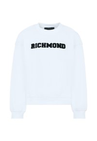 Felpa bianca con polsini e orlo a coste, caratterizzata da testo ricamato nero "RICHMOND" sulla parte anteriore. Tessuto morbido e liscio.