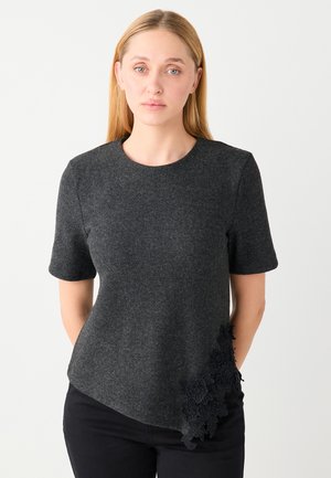 EMBROIDERED SOFT TEXTURED - T-Shirt print - grey