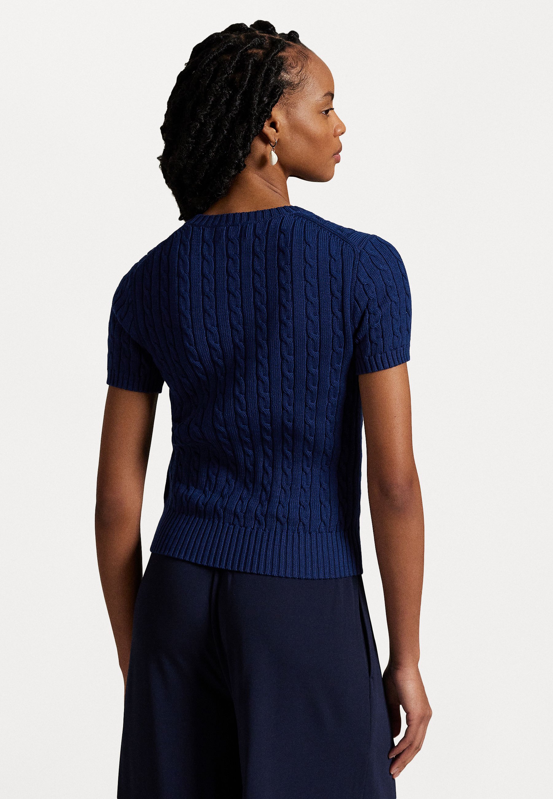 売れ筋商品|||ラルフローレン Tシャツ レディース トップス CABLE KNIT COTTON SHORT SLEEVE SWEATER - Print T-shirt - harrison blue Polo Ralph Lauren CABLE KNIT COTTON SHORT SLEEVE SWEATER