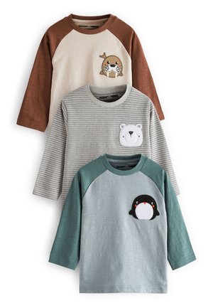3 PACK APPLIQUÉ TRANSPORT - Top s dlouhým rukávem - blue grey arctic animals