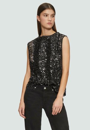 UNTERLEGTESMIT PAILLETTEN UND RUNDHALSAUSSCHNITT - Bluse - schwarz