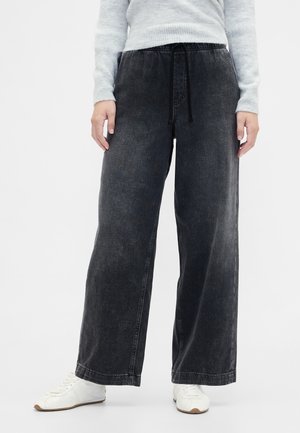 PULL ON WIDE LEG  - Wide leg - washed black