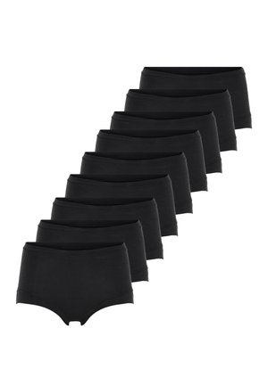 Black cotton hipster underwear, featuring a smooth texture and elastic waistband. Set of ten pieces with a seamless design.