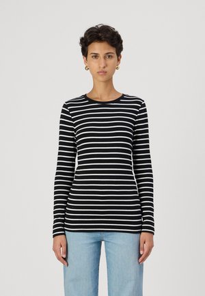 GAP CREW - Long sleeved top - black/white