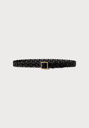 BASKETWEAVE LEATHER BELT - Punutud vöö - black