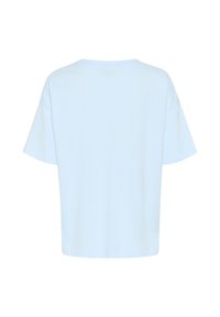Light blue cotton t-shirt with a crew neck, short sleeves, and a relaxed fit. Smooth texture, simple design with no visible patterns or accents.